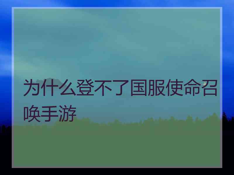 为什么登不了国服使命召唤手游