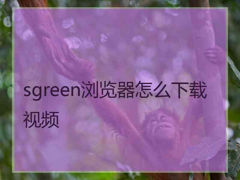 sgreen浏览器怎么下载视频