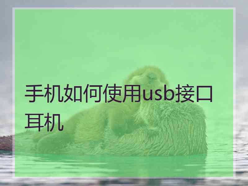 手机如何使用usb接口耳机